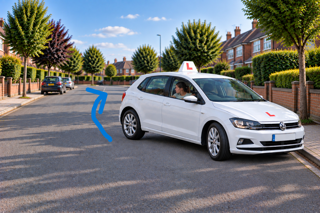 learner driver reversing during turn in the road manoeuvre