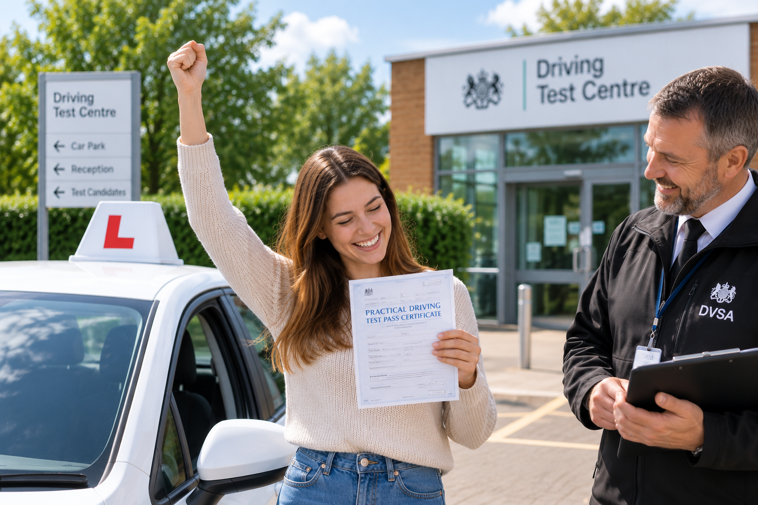 Learner driver receiving their driving test result
