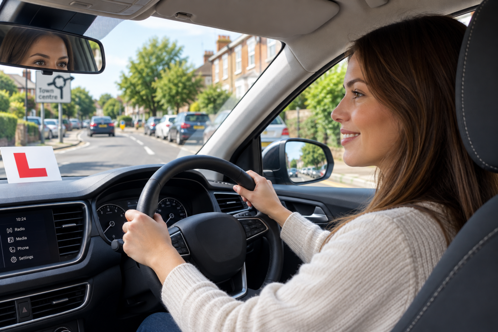 Learner driver driving confidently