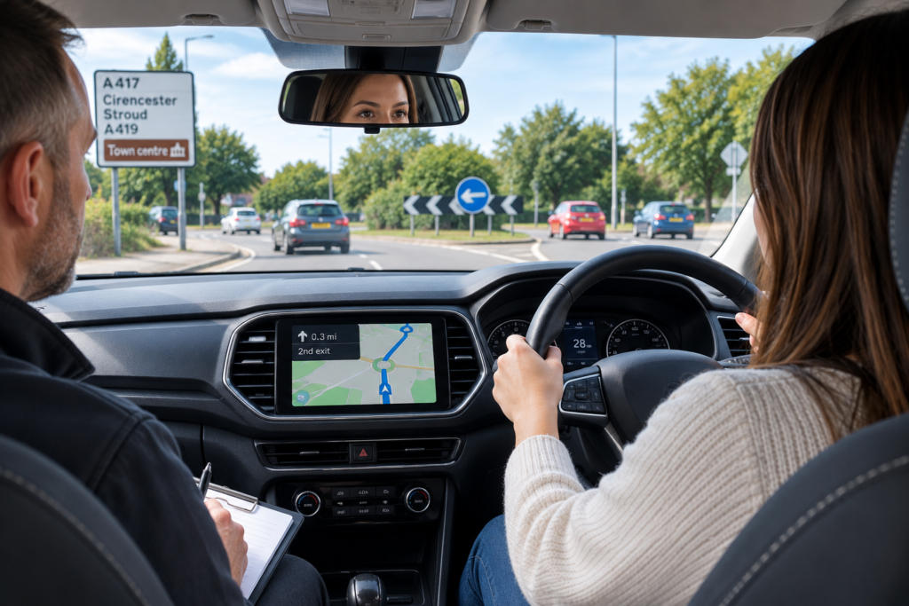 Learner driver following sat nav