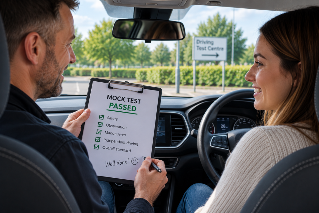 Learner driver passing mock test