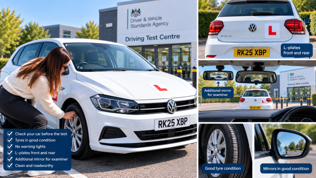 Using your own car for driving test things to look for